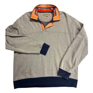 Orvis Mens Quarter Snap Pullover Sweatshirt Grey World Flags XL Nautical Outdoor